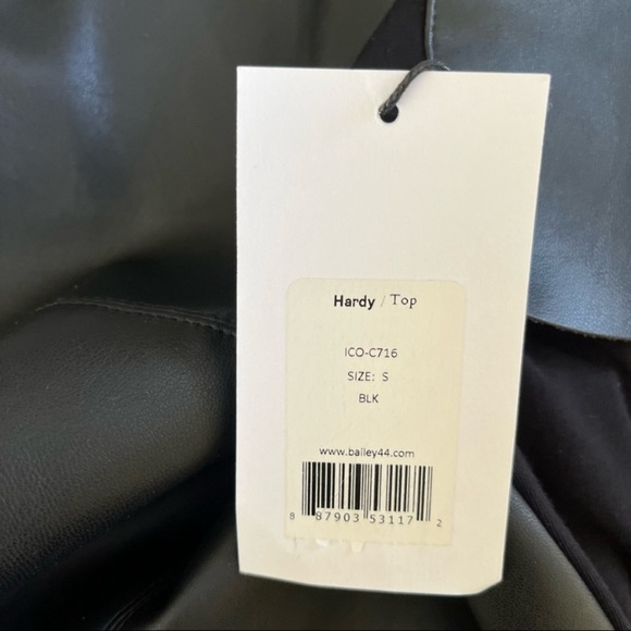 Bailey 44 New Women’s Small Hardy Black Faux-Leather Front Tee Anthropologie NWT - Picture 10 of 13